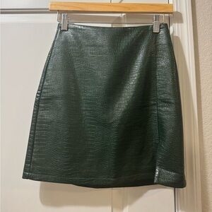 TopShop Faux Leather Green Skirt